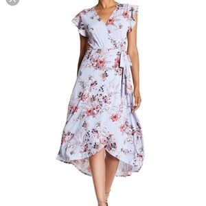 Bobeau Floral Faux Wrap Dress